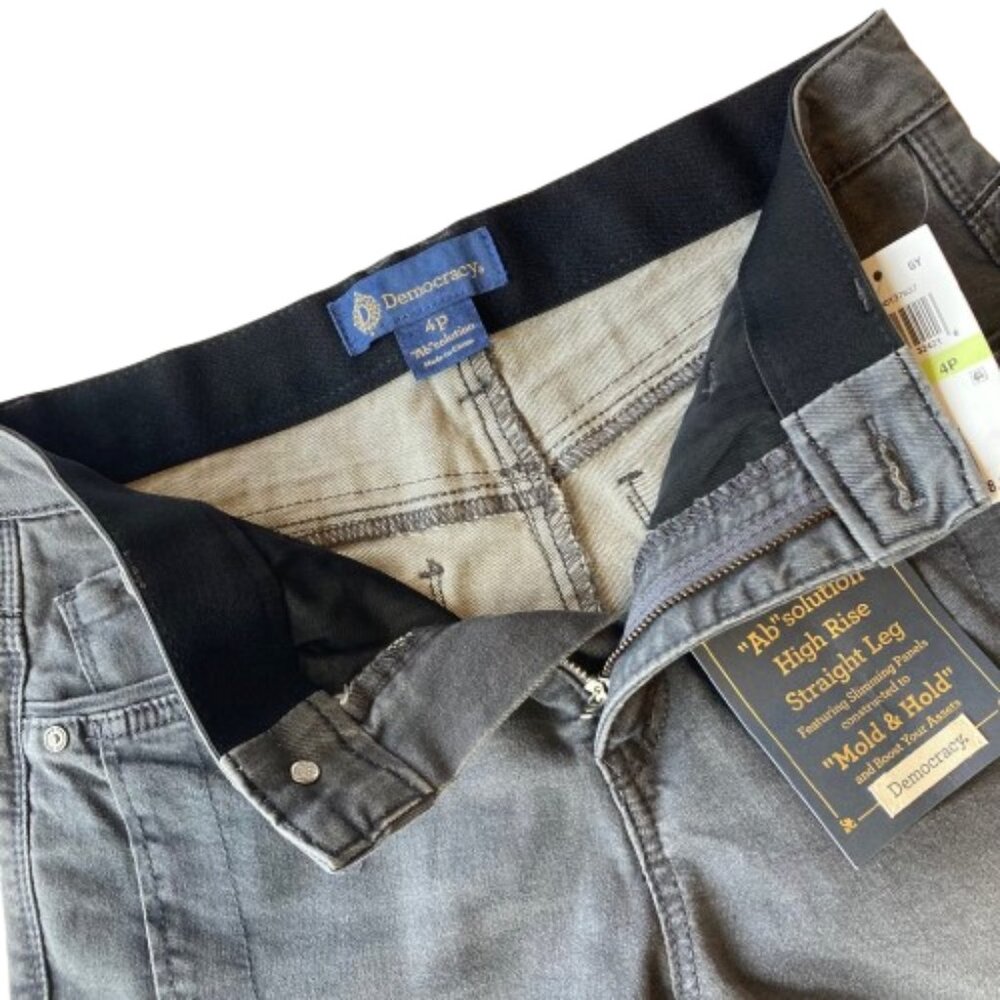 Democracy Ab Solution High Rise Ankle Straight Leg Jeans 4 PETITE Gray NWT - Picture 4 of 9